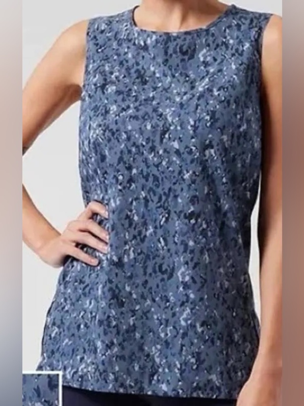 NWOT Athleta Zephyr Refine Blue & Navy Splatter Printed Tank Blouse 1X